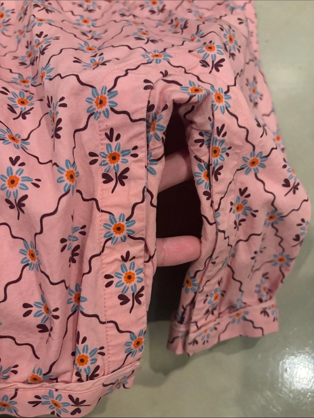 Hanna Andersson Pink Floral-Print Poplin sleeper One-Piece